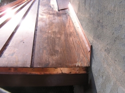 16.  Close-up of through-wall flashing for copper roof