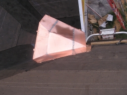 06.  Snow pan flashing being installed