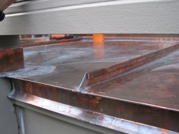 12.  Close-up of copper deck flashing