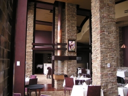 14. Fireplace with copper-clad flue