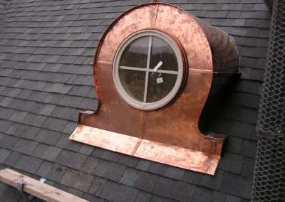 Copper dormer window, mantle clock design