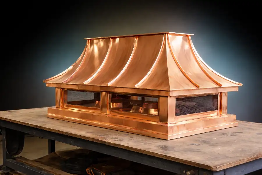 French Curve Chimney Cap — Natural Copper Finish