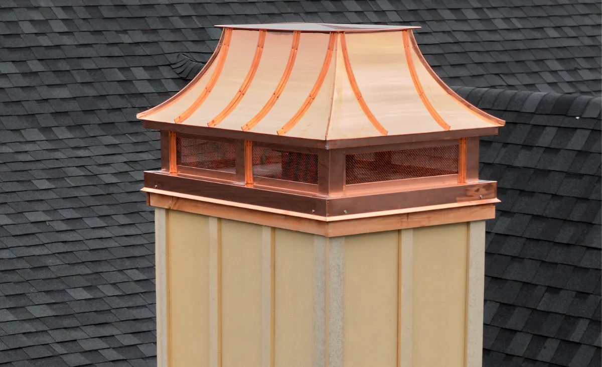 French curve copper chimney cap mobile French curve copper chimney cap